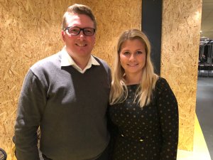 Nyvalgte styreleder i Bodø/Glimt Inge Henning Andersen og avtroppende styreleder Hege Leirfall Ingebrigtsen.