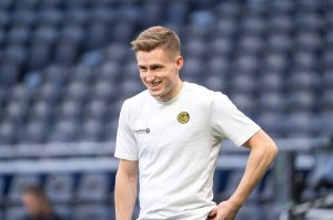 Fredrik Sjøvold på trening dagen før kampen mot Tottenham i London i mai 2025