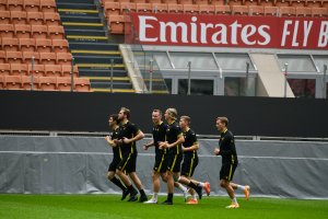 Trening på San Siro før kampen mot AC Milan. 