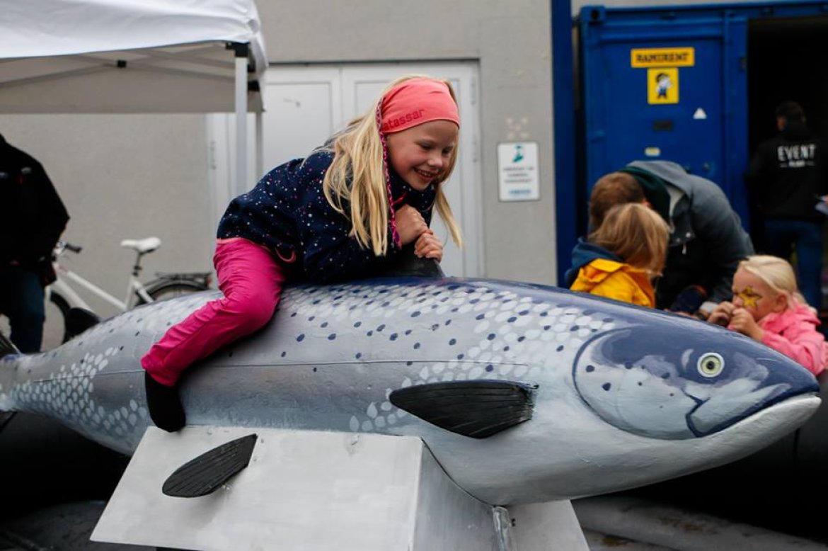 Mange ville prøve seg på lakse-rodeoen. 