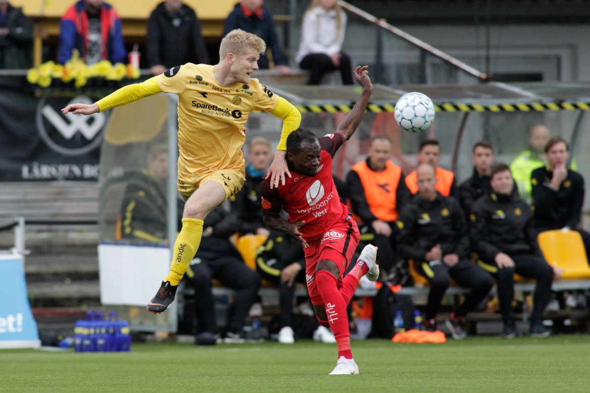 Bodø/Glimts Emil Jonassen under Eliteseriekampen mellom Bodø/Glimt og Brann på Aspmyra stadion.