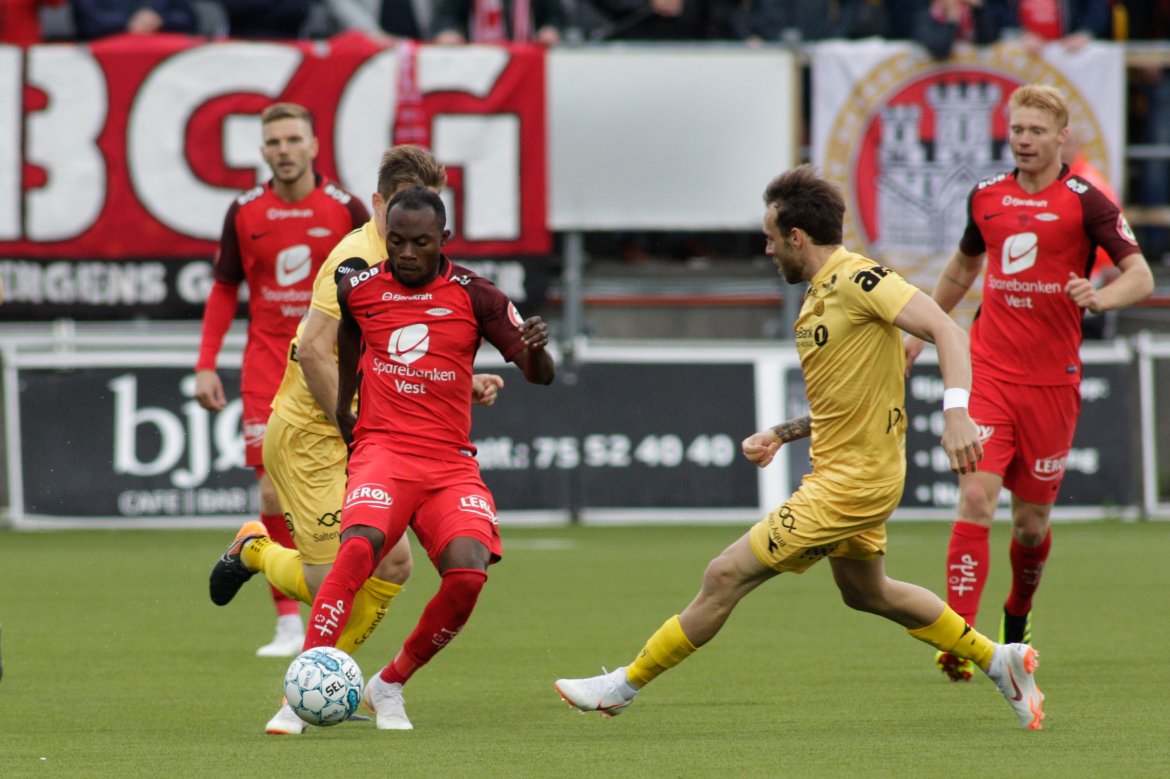 José Àngel under kampen mellom Bodø/Glimt og Brann på Aspmyra stadion.  