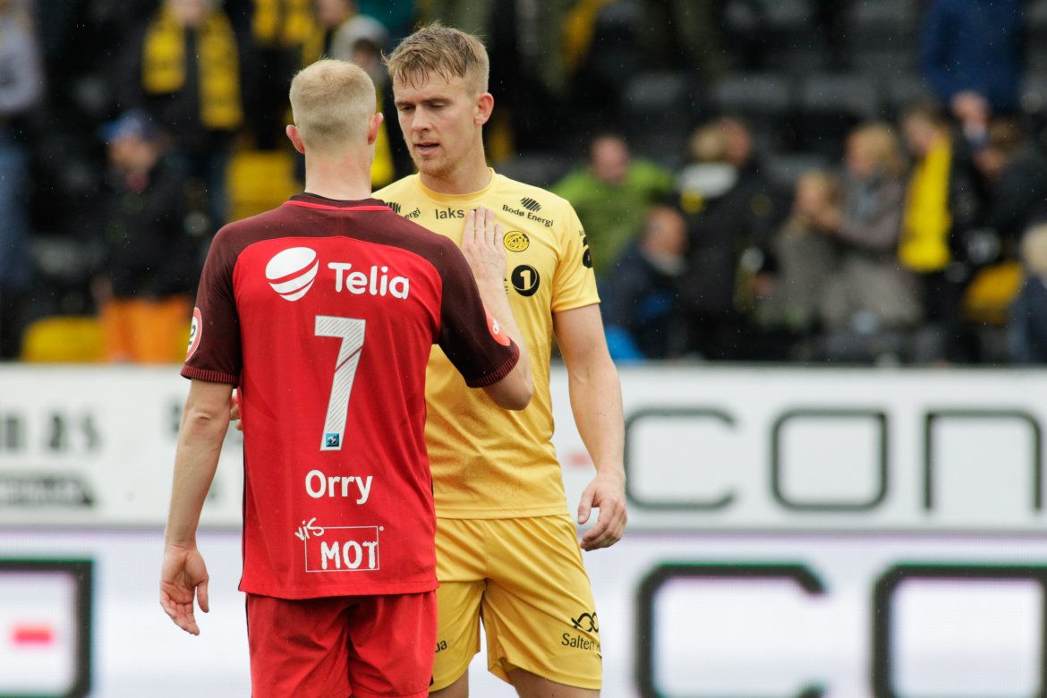 Kristian Fardal Opseth under Eliteseriekampen mellom Bodø/Glimt og Brann på Aspmyra stadion.