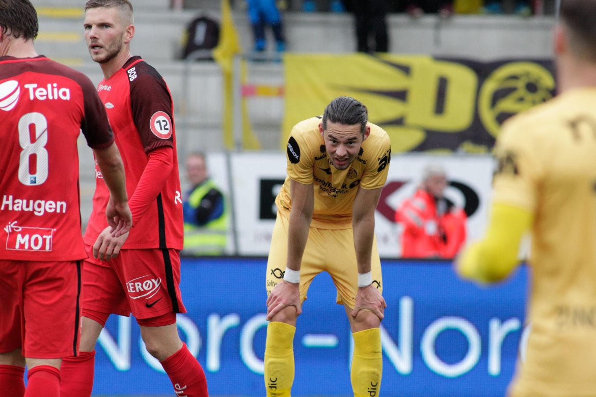 Amor Layouni under Eliteseriekampen mellom Bodø/Glimt og Brann på Aspmyra stadion.