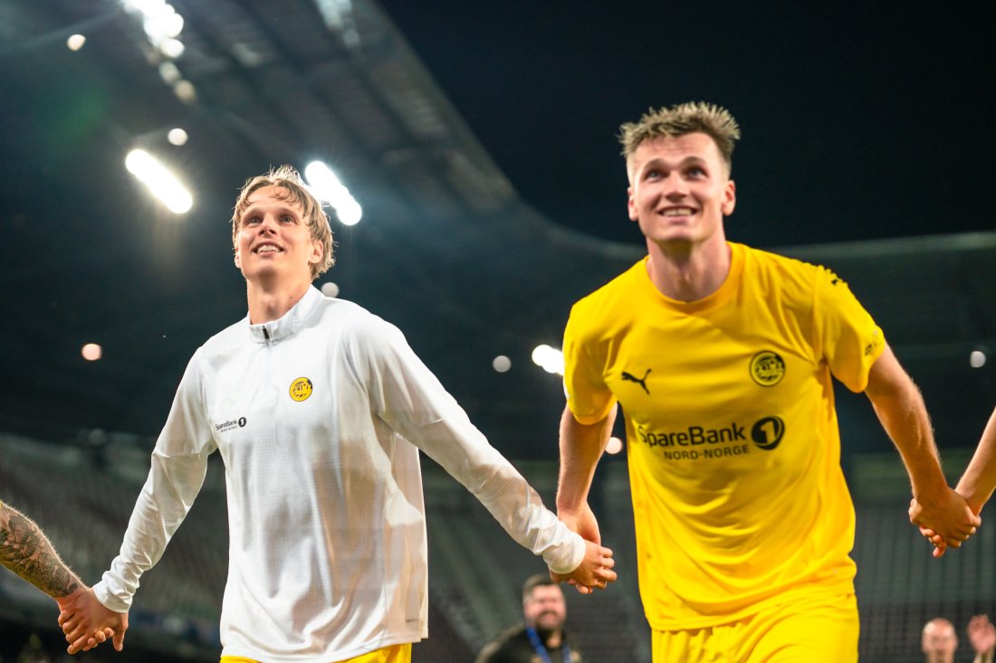 Ulrik Saltnes og Odin Bjørtuft feirer plass i Champions League etter seier 6–2 sammenlagt mot Sturm Graz i 2025