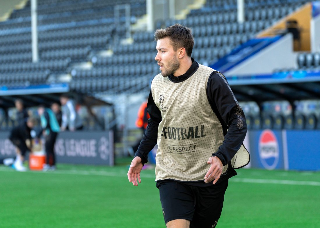 Fredrik André Bjørkan på trening dagen før Tottenham-kampen i september 2025