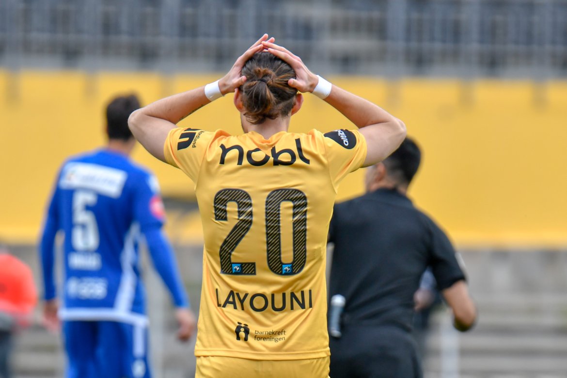 Amor Layouni etter kampen mot Sandefjord hjemme på Aspmyra.