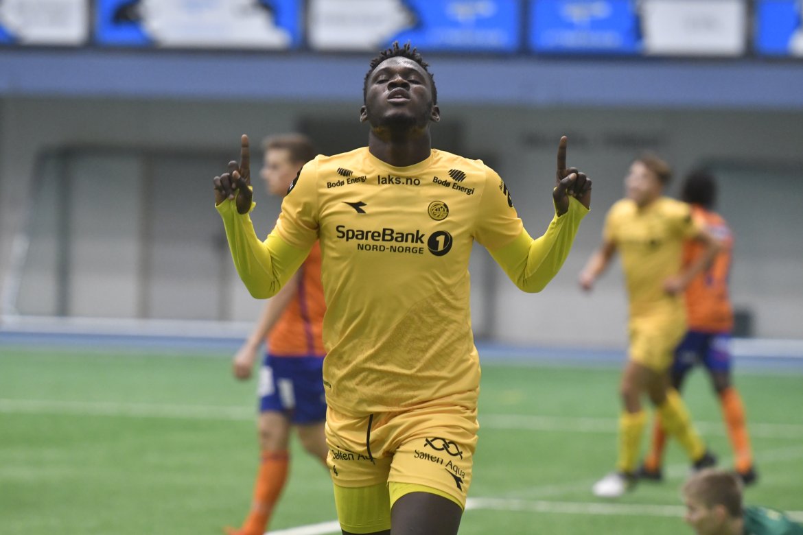 Boniface scoret to mål under treningskampen.