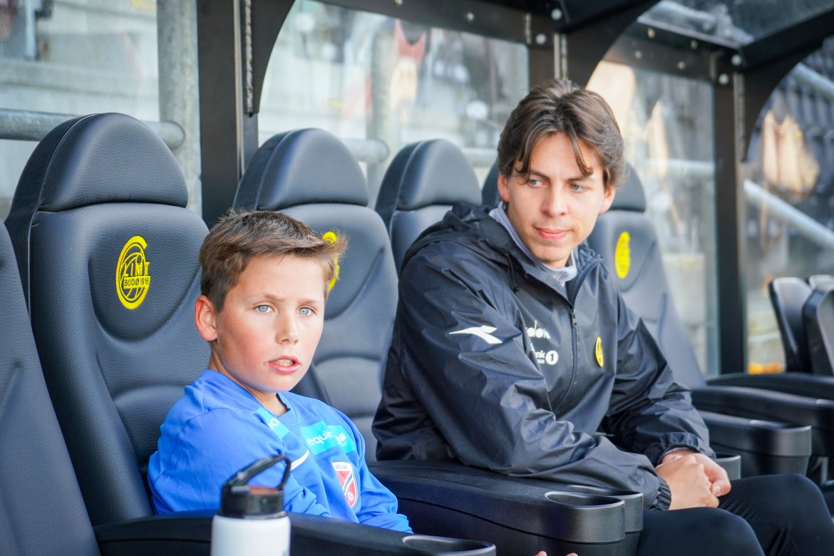 Petter Mentzoni, spillerutvikler i Glimt-akademiet, under Salten Aqua-samling på Aspmyra 2022. Salten Aqua talentsamling.